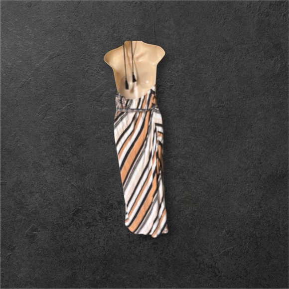 NWT $172 Must see Halter Striped Backless Dress - tassel ties sz large - Picture 2 of 4